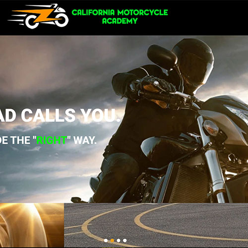 California Motorcycle Academy Logo and pic of motorcycle rider.